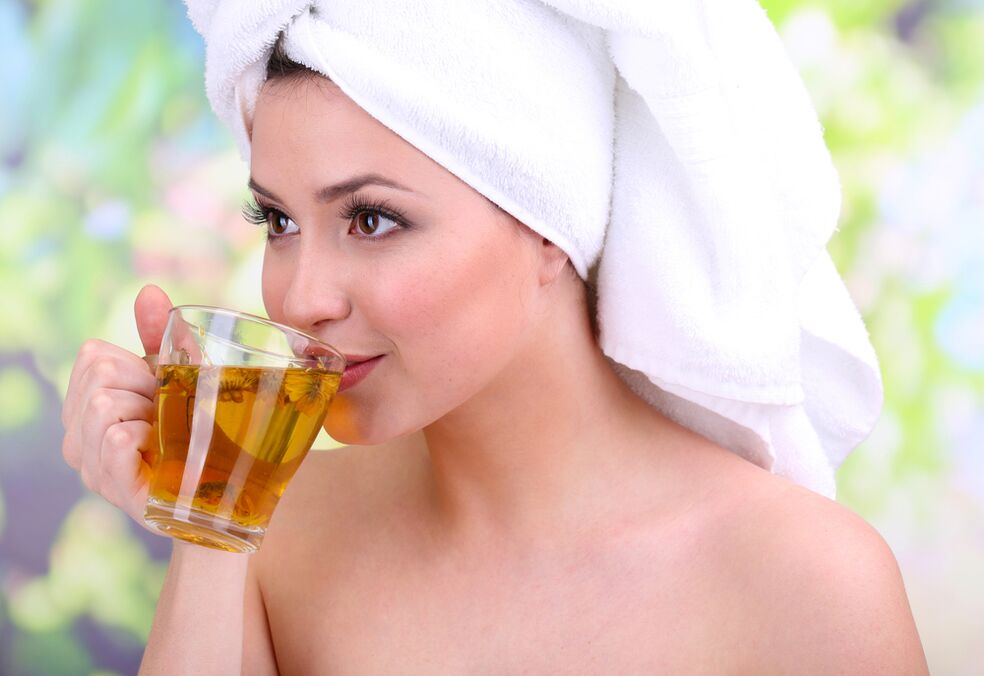 girl drinks skin rejuvenating tea